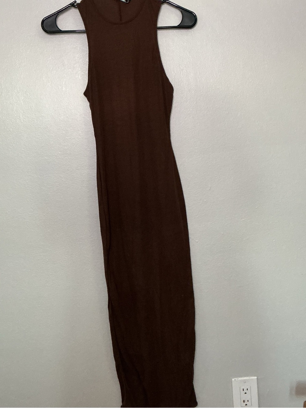 PrettyLittleThing Brown Sleeveless Ribbed Midi Bodycon Dress